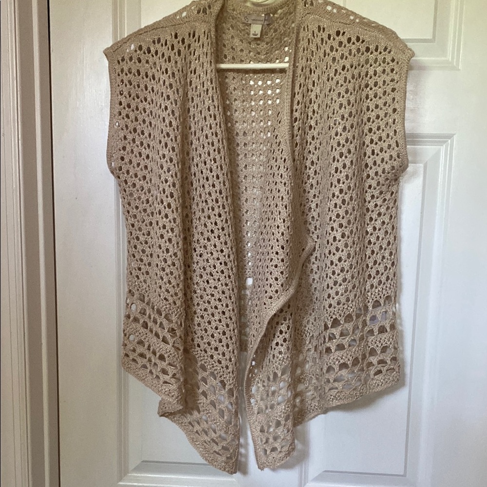 Dress Barn Tan Open-Knit Shrug